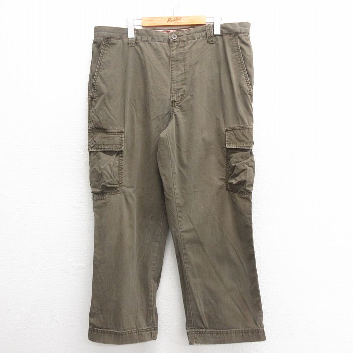 W38★古着 ドッカーズ カーゴ パンツ メンズ コットン 濃緑 グリーン 25may27 中古 ボトムス ロング