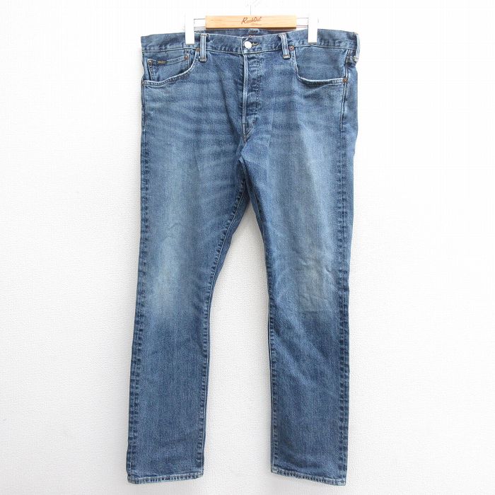 W39★古着 ラルフローレン Ralph Lauren ブランド ジーンズ メンズ ヒゲ 紺 ネイビー デニム 25may27 中古 ボトムス ジーパン Gパン ロング パンツ