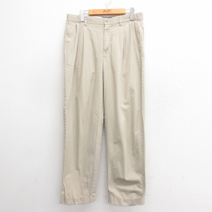 W34★古着 ラルフローレン Ralph Lauren ブランド チノ パンツ チノパン メンズ 90年代 90s HAMMOND コットン ベージュ カーキ 25may27 中古 ボトムス ロング