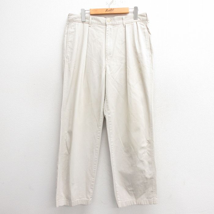 W34★古着 ラルフローレン Ralph Lauren ブランド チノ パンツ チノパン メンズ 90年代 90s コットン USA製 薄ベージュ カーキ 【spe】 25may27 中古 ボトムス ロング