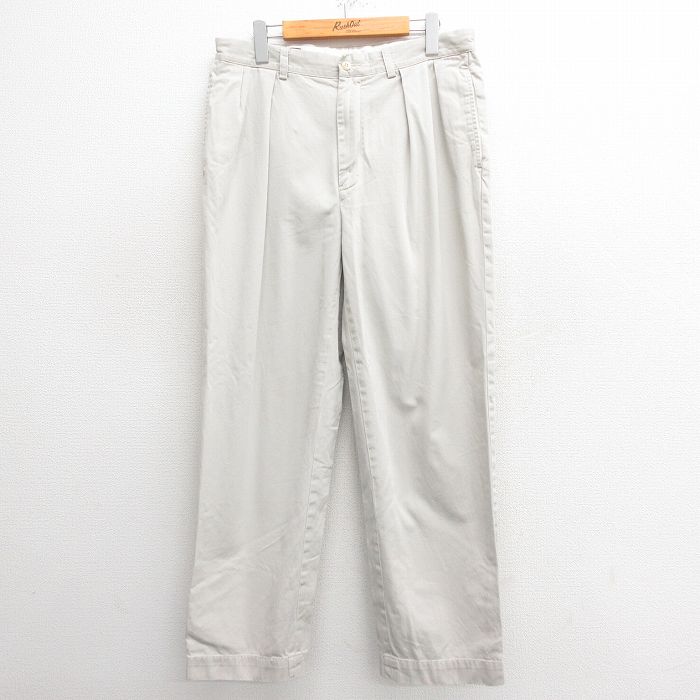 W34★古着 ラルフローレン Ralph Lauren ブランド チノ パンツ チノパン メンズ 90年代 90s ANDREW コットン 薄ベージュ カーキ 25may27 中古 ボトムス ロング