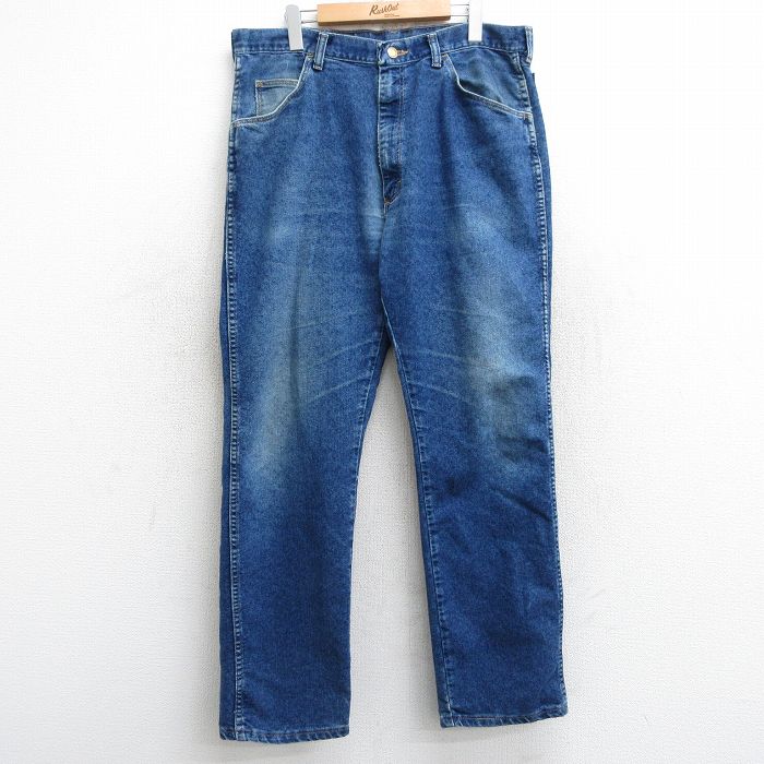 【50%OFF】W36★古着 ラングラー Wrangler ジーンズ メンズ ヒゲ 紺 ネイビー デニム 【spe】 25may28 中古 ボトムス ジーパン Gパン ロング パンツ