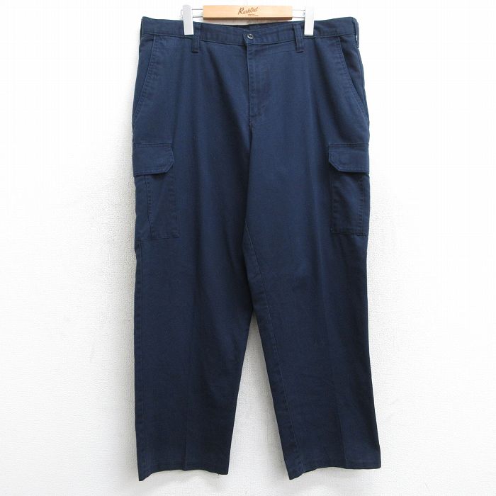 W37★古着 カーゴ ワーク パンツ メンズ CiNTAS 紺 ネイビー 25may28 中古 ボトムス ロング