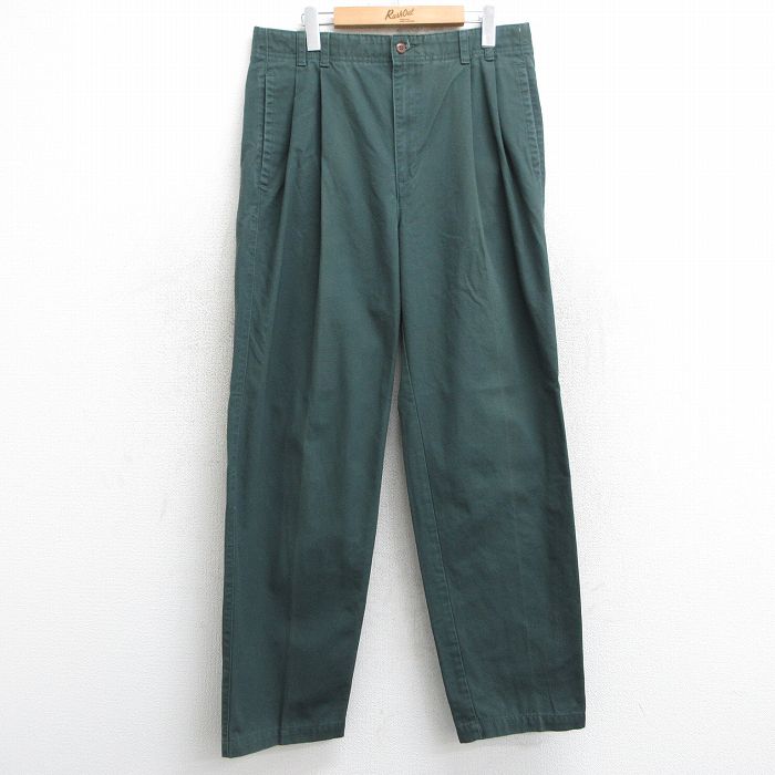 W34★古着 ドッカーズ パンツ メンズ 00年代 00s ダック地 コットン 緑 グリーン 25may28 中古 ボトムス ロング