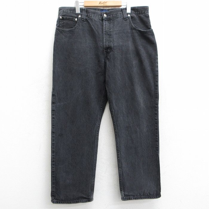 【50%OFF】W38★古着 ベーシックエディションズ ジーンズ メンズ コットン 黒 ブラック デニム 25may28 中古 ボトムス ジーパン Gパン ロング パンツ