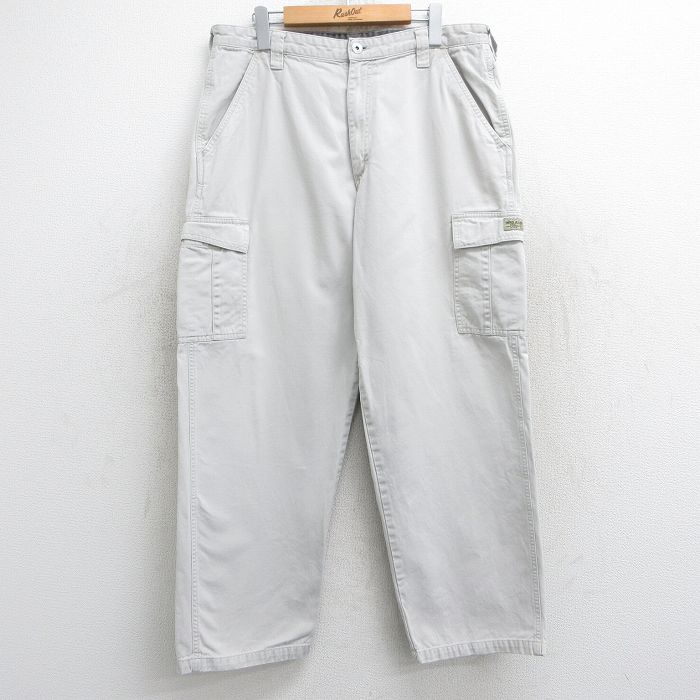 【50%OFF】W36★古着 ラングラー Wrangler カーゴ パンツ メンズ コットン 薄ベージュ系 カーキ 25may28 中古 ボトムス ロング