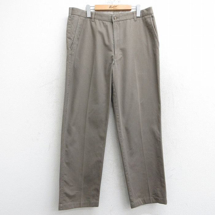 W36★古着 バンヒューセン パンツ メンズ コットン 茶 ブラウン 25may28 中古 ボトムス ロング