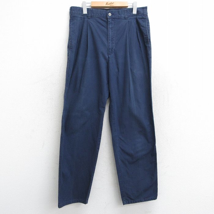 W34★古着 ドッカーズ パンツ メンズ 90年代 90s コットン USA製 紺 ネイビー 25may28 中古 ボトムス ロング