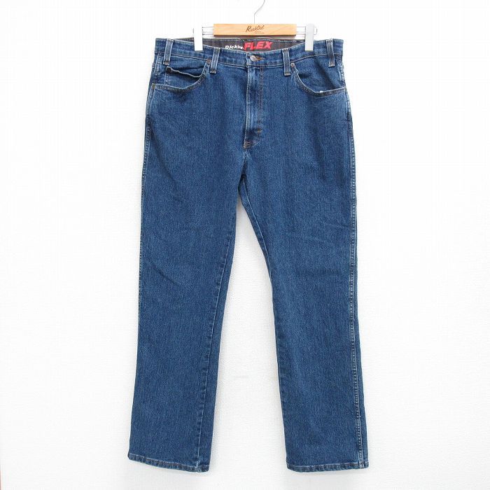 W36★古着 ディッキーズ Dickies ジーンズ メンズ 紺 ネイビー デニム 25may29 中古 ボトムス ジーパン Gパン ロング パンツ