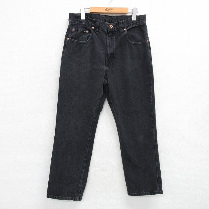 W34★古着 アリゾナジーンズ ジーンズ メンズ コットン 黒 ブラック デニム 【spe】 25may29 中古 ボトムス ジーパン Gパン ロング パンツ