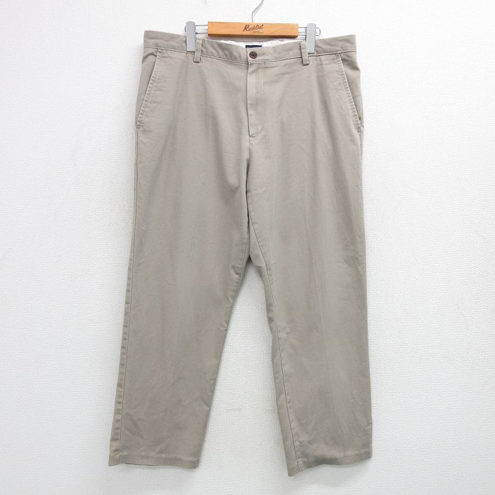 【50%OFF】W37★古着 ドッカーズ パンツ メンズ ワンポイントロゴ 薄ベージュ カーキ 25may29 中古 ボトムス ロング