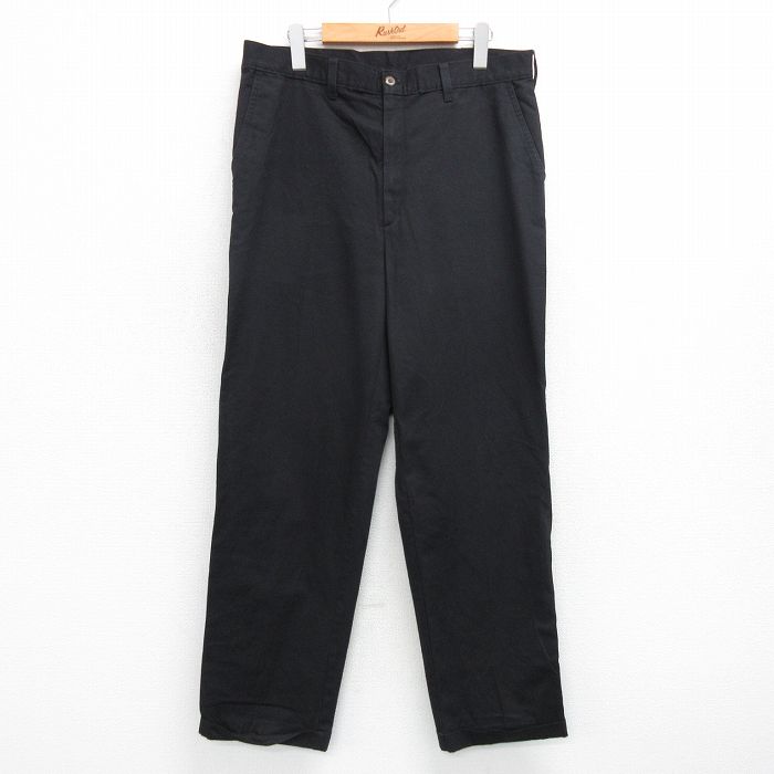 【50%OFF】W36★古着 パンツ メンズ コットン 黒 ブラック 25may29 中古 ボトムス ロング