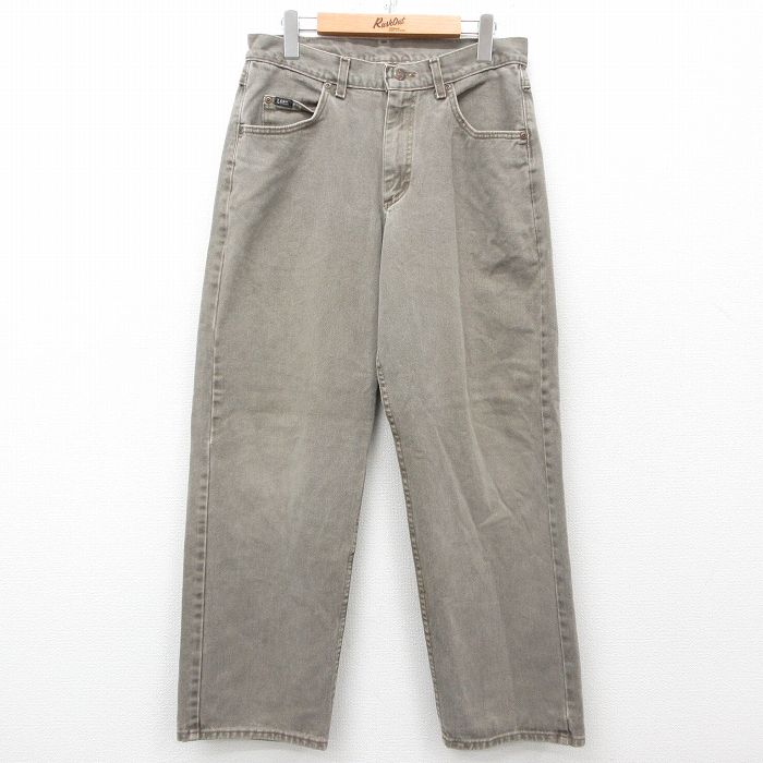 W33★古着 リー Lee ジーンズ メンズ 90年代 90s コットン USA製 ベージュ系 カーキ デニム 25may30 中古 ボトムス ジーパン Gパン ロング パンツ