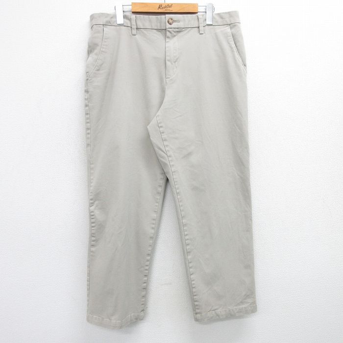 W36★古着 ドッカーズ パンツ メンズ ワンポイントロゴ 薄ベージュ カーキ 25may30 中古 ボトムス ロング