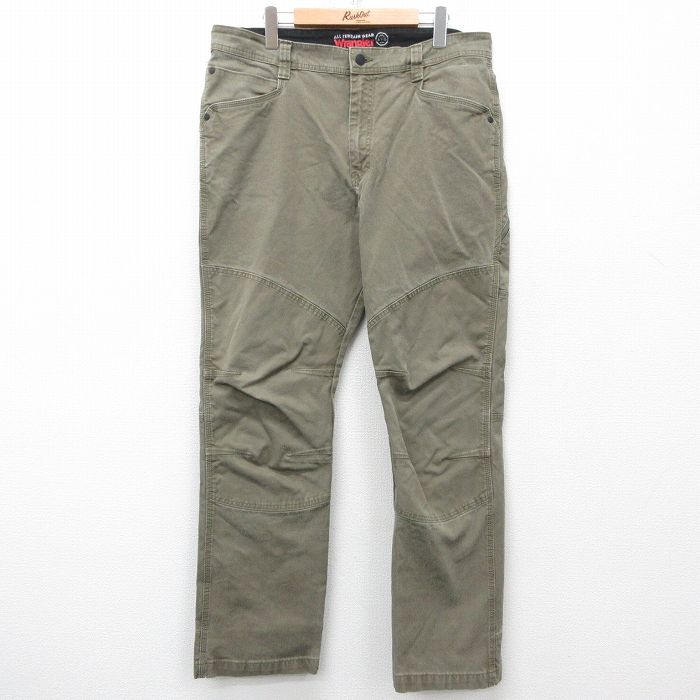 W36★古着 ラングラー Wrangler パンツ メンズ ATG ダブルニー 薄緑 グリーン 25may31 中古 ボトムス ロング