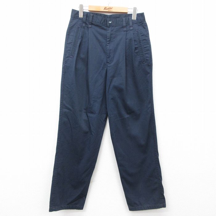 W29★古着 パンツ メンズ 濃紺 ネイビー 25may31 中古 ボトムス ロング