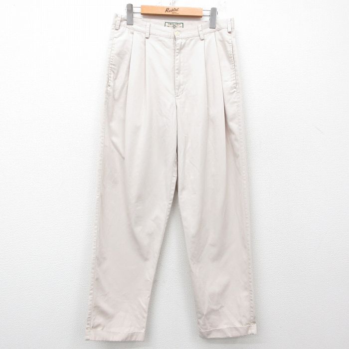 【50%OFF】W31★古着 パンツ メンズ 90年代 90s 薄ベージュ カーキ 25may31 中古 ボトムス ロング
