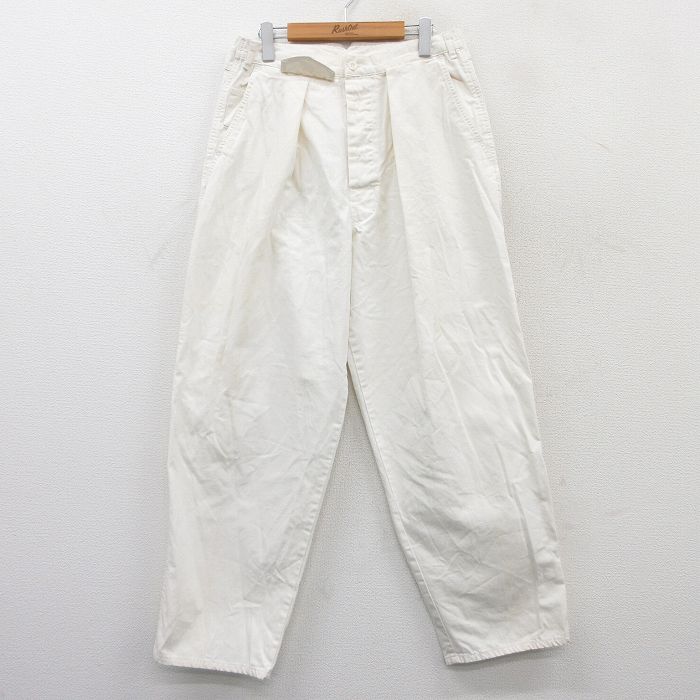 W30★古着 パンツ メンズ 90年代 90s テーパード コットン 白 ホワイト 25may31 中古 ボトムス ロング