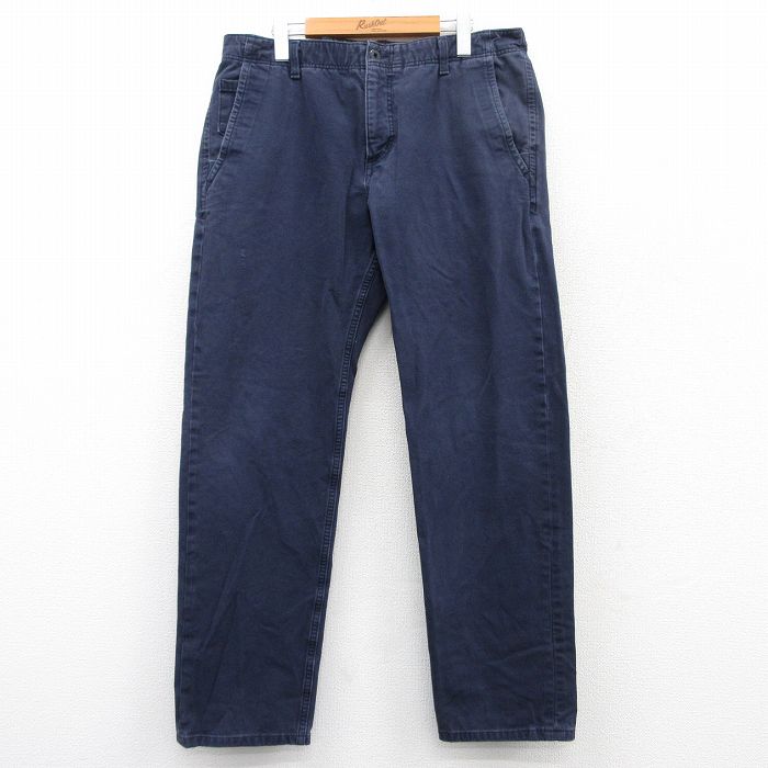 W36★古着 ドッカーズ パンツ メンズ ワンポイントロゴ 紺 ネイビー 25may31 中古 ボトムス ロング