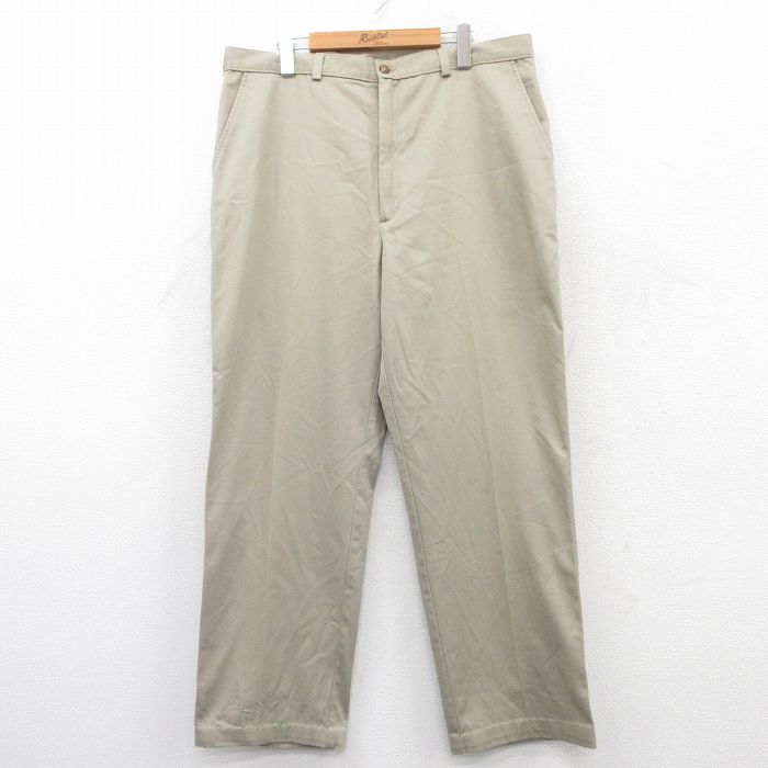 W37★古着 パンツ メンズ 90年代 90s コットン USA製 ベージュ カーキ 25may31 中古 ボトムス ロング
