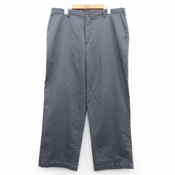 W37★古着 IZOD パンツ メンズ コットン 濃グレー 25may31 中古 ボトムス ロング