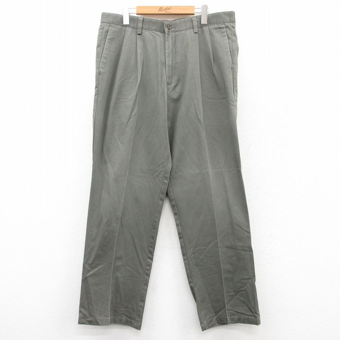 【20%OFF】W36★古着 ドッカーズ パンツ メンズ コットン 緑系 グリーン 25jun02 中古 ボトムス ロング