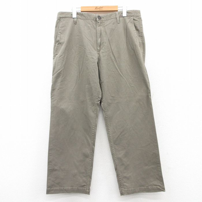 W36★古着 ドッカーズ パンツ メンズ ワンポイントロゴ ベージュ系 カーキ 25jun02 中古 ボトムス ロング