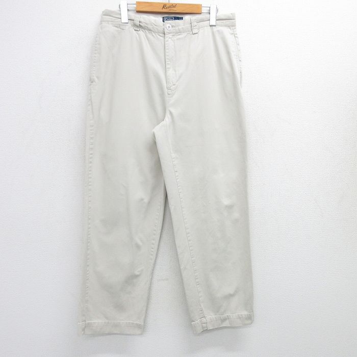 W33★古着 ラルフローレン Ralph Lauren ブランド チノ パンツ チノパン メンズ 90年代 90s PHILIP コットン 薄ベージュ カーキ 25jun04 中古 ボトムス ロング