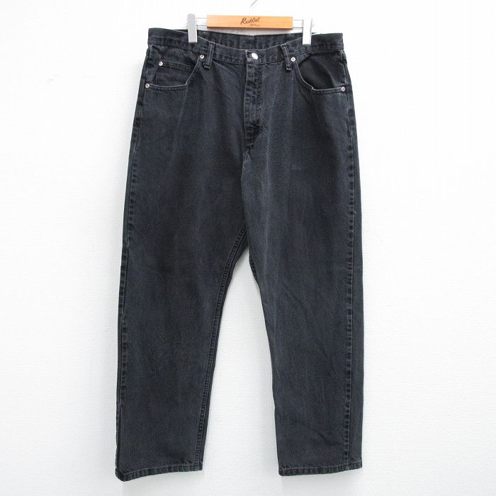 【20%OFF】W33★古着 ラングラー Wrangler ジーンズ メンズ コットン 黒 ブラック デニム 25jun04 中古 ボトムス ジーパン Gパン ロング パンツ