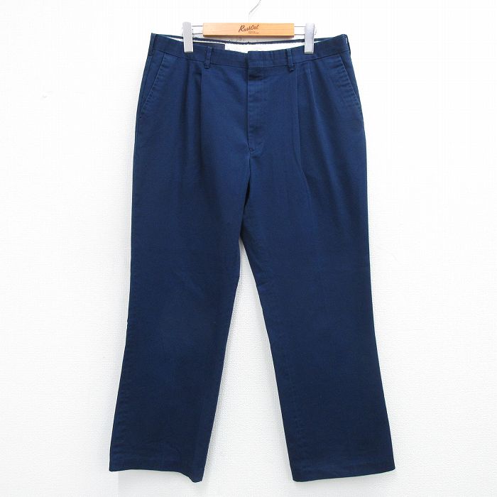 W34★古着 パンツ メンズ 80年代 80s タロン 紺 ネイビー 25jun04 中古 ボトムス ロング