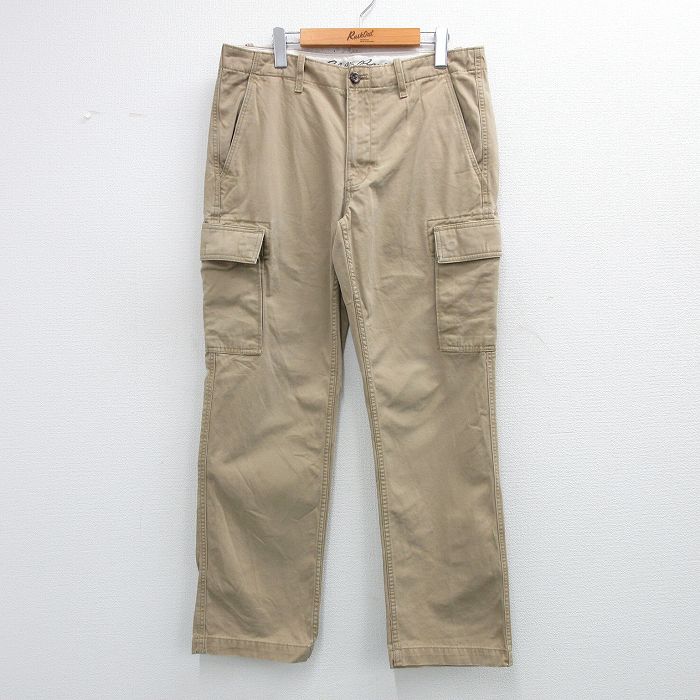 W36★古着 エディーバウアー カーゴ パンツ メンズ コットン ベージュ カーキ 25jun04 中古 ボトムス ロング