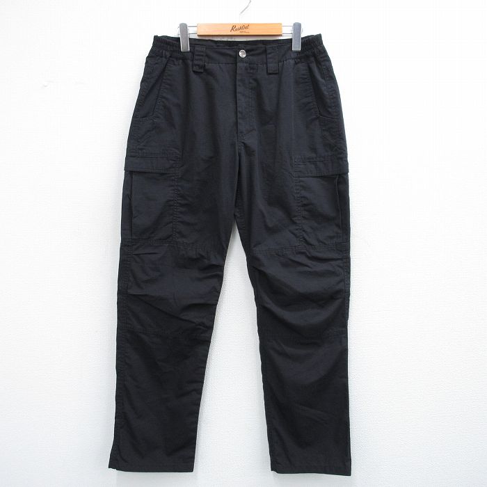 【20%OFF】W32★古着 カーゴ パンツ メンズ リップストップ 黒 ブラック 25jun04 中古 ボトムス ロング