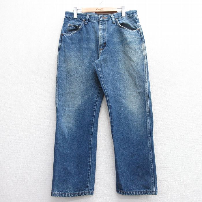 W33★古着 ラスラー ジーンズ メンズ コットン 紺 ネイビー デニム 25jun04 中古 ボトムス ジーパン Gパン ロング パンツ