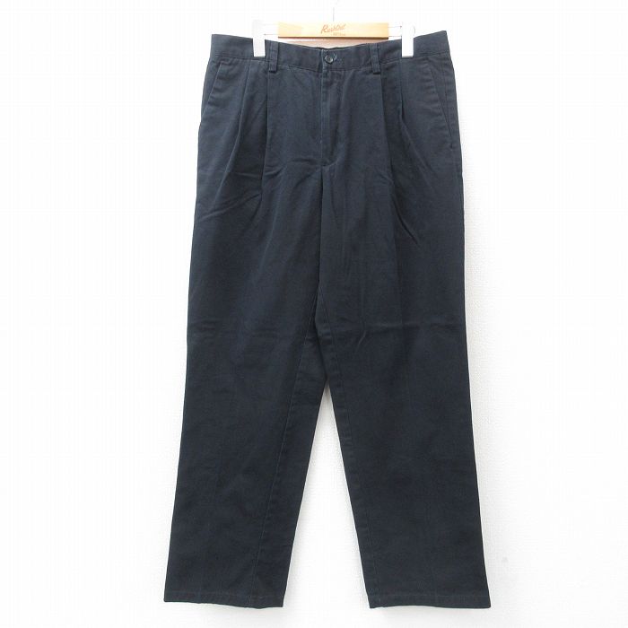 【20%OFF】W33★古着 ドッカーズ パンツ メンズ コットン 濃紺 ネイビー 25jun05 中古 ボトムス ロング