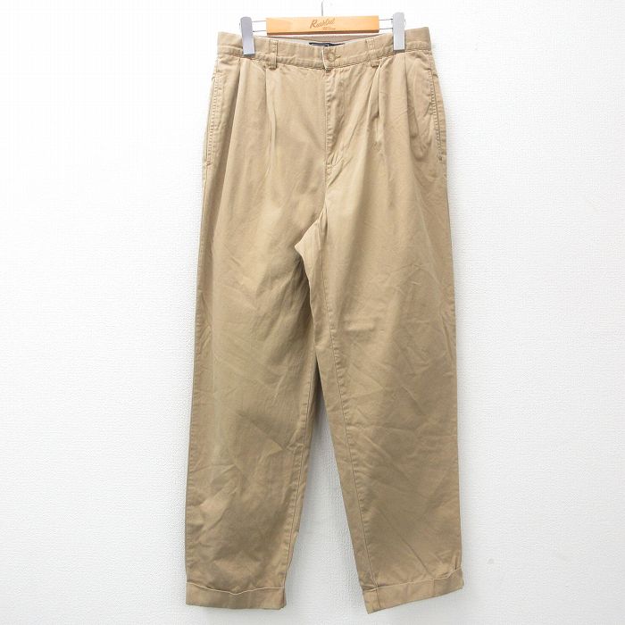 W30★古着 ラルフローレン Ralph Lauren ブランド チノ パンツ チノパン メンズ 90年代 90s コットン ベージュ カーキ 25jun05 中古 ボトムス ロング