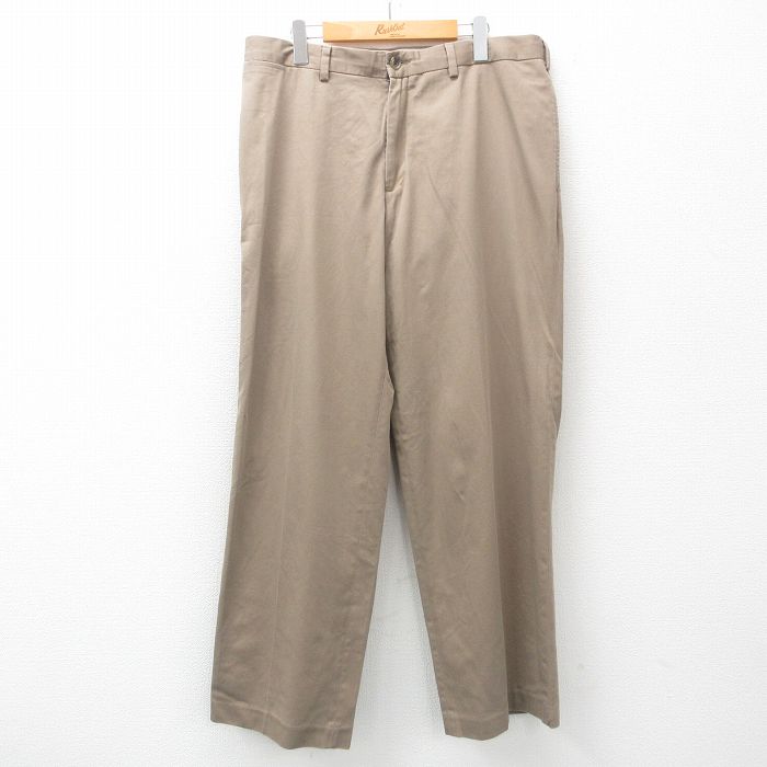 W37★古着 エディーバウアー パンツ メンズ コットン ベージュ カーキ 25jun05 中古 ボトムス ロング