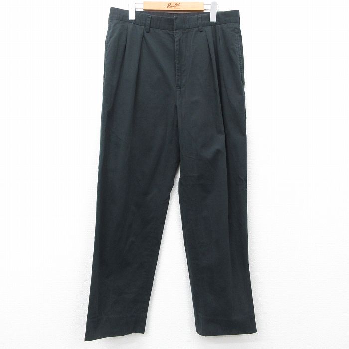 W33★古着 ラルフローレン Ralph Lauren ブランド パンツ メンズ 90年代 90s コットン 黒 ブラック 25jun05 中古 ボトムス ロング