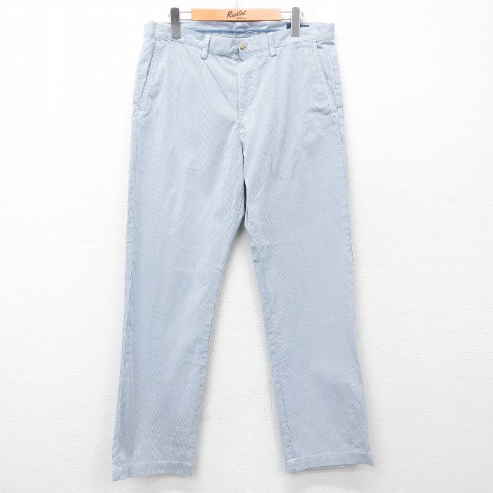 W33★古着 ラルフローレン Ralph Lauren ブランド パンツ メンズ コットン 紺他 ネイビー ストライプ 25jun05 中古 ボトムス ロング