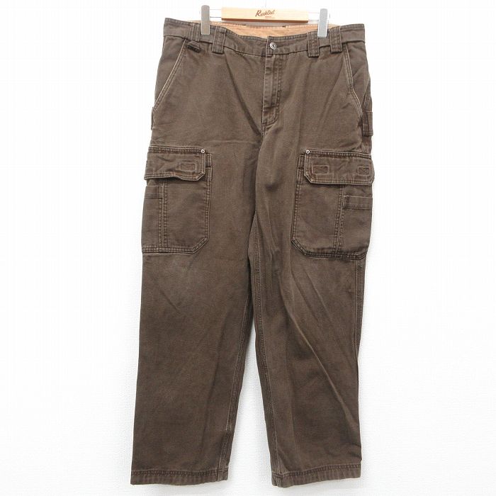 W37★古着 DULUTH TRADING カーゴ パンツ メンズ ダック地 コットン 茶 ブラウン 25jun05 中古 ボトムス ロング