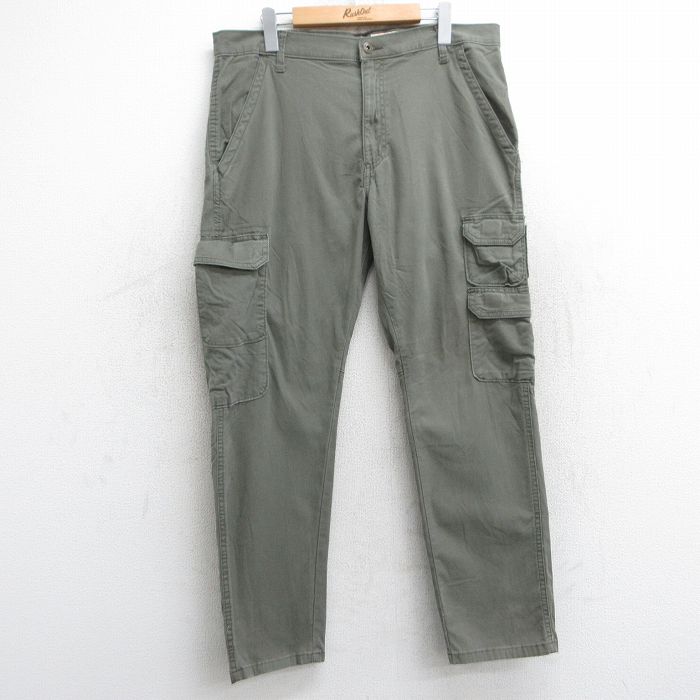 W37★古着 ラングラー Wrangler カーゴ パンツ メンズ 濃緑 グリーン 25jun09 中古 ボトムス ロング