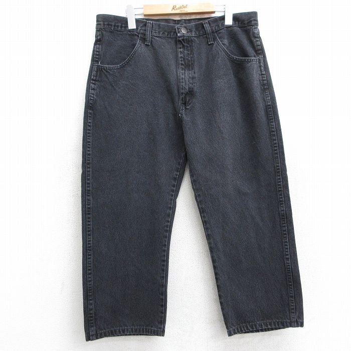 W36★古着 ラスラー ジーンズ メンズ コットン 黒 ブラック デニム 25jun09 中古 ボトムス ジーパン Gパン ロング パンツ