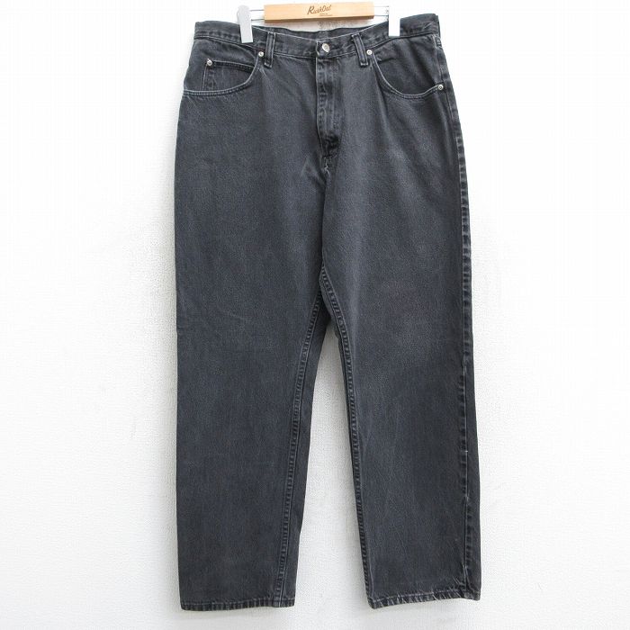 【20%OFF】W36★古着 ラングラー Wrangler ジーンズ メンズ コットン 黒 ブラック デニム 25jun09 中古 ボトムス ジーパン Gパン ロング パンツ