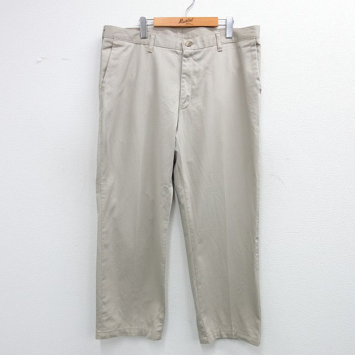 【20%OFF】W40★古着 リー Lee パンツ メンズ 大きいサイズ コットン ベージュ カーキ 25jun11 中古 ボトムス ロング