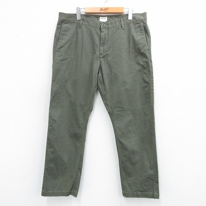 W36★古着 ドッカーズ パンツ メンズ ワンポイントロゴ 濃緑系 グリーン 25jun12 中古 ボトムス ロング