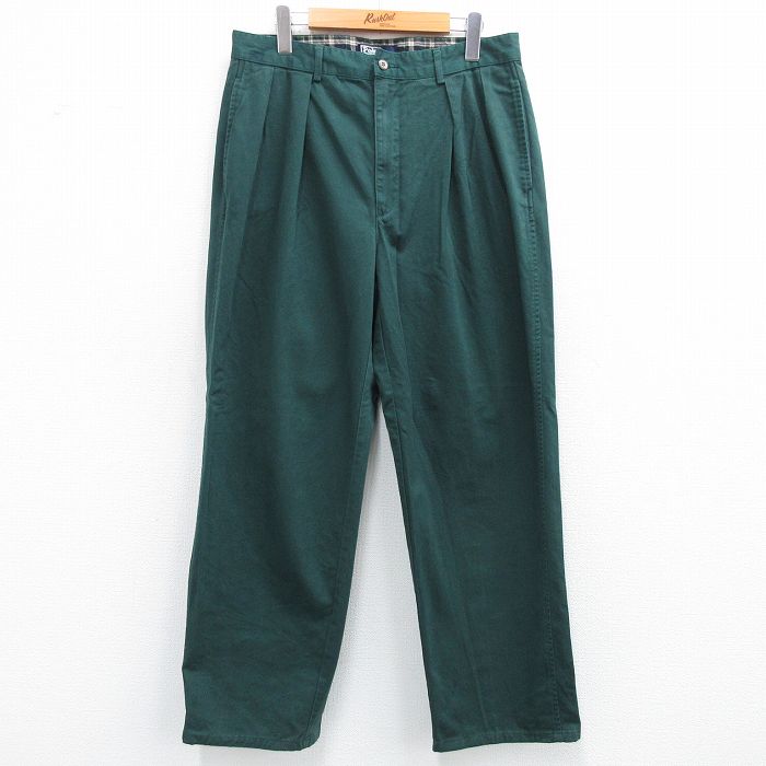 W33★古着 ラルフローレン Ralph Lauren ブランド チノ パンツ チノパン メンズ 90年代 90s ゴルフ コットン 緑 グリーン 【spe】 25jun12 中古 ボトムス ロング