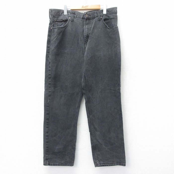 W37★古着 ジーンズ メンズ コットン 黒 ブラック デニム 25jun12 中古 ボトムス ジーパン Gパン ロング パンツ