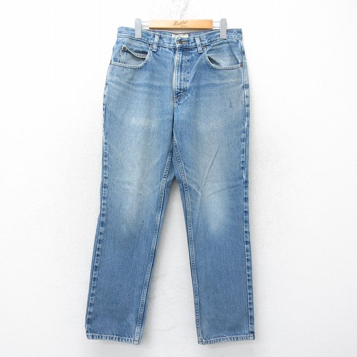 W32★古着 エルエルビーン LLBEAN ジーンズ メンズ 00年代 00s ヒゲ コットン 紺 ネイビー デニム 25jun12 中古 ボトムス ジーパン Gパン ロング パンツ