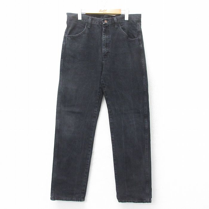 【20%OFF】W34★古着 ラスラー ジーンズ メンズ コットン 黒 ブラック デニム 25jun12 中古 ボトムス ジーパン Gパン ロング パンツ