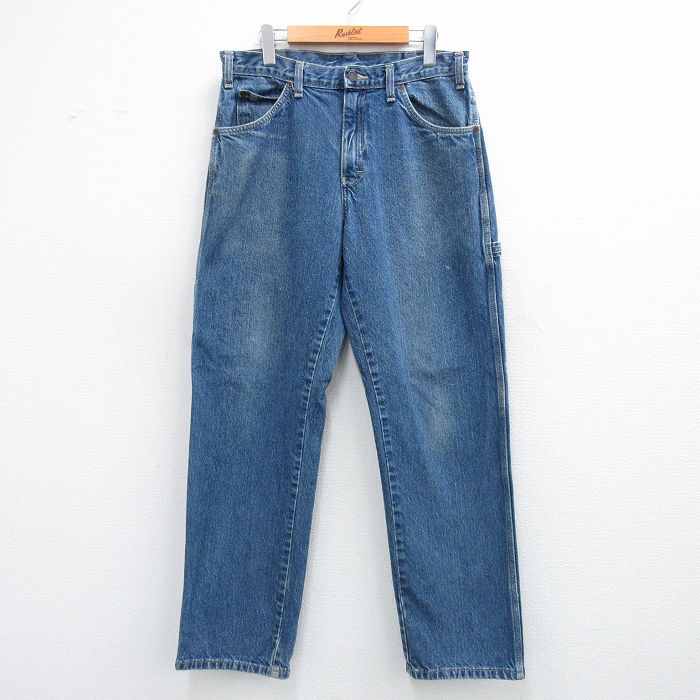 W33★古着 ディッキーズ Dickies ペインター パンツ メンズ コットン 紺 ネイビー デニム 【spe】 25jun14 中古 ボトムス ロング