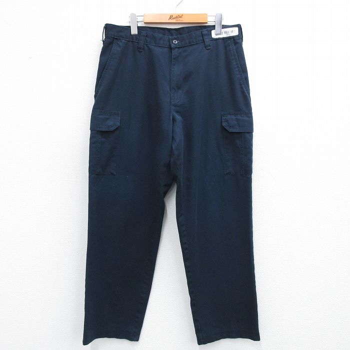 W35★古着 ワーク カーゴ パンツ メンズ CiNTAS 紺 ネイビー 25jun14 中古 ボトムス ロング
